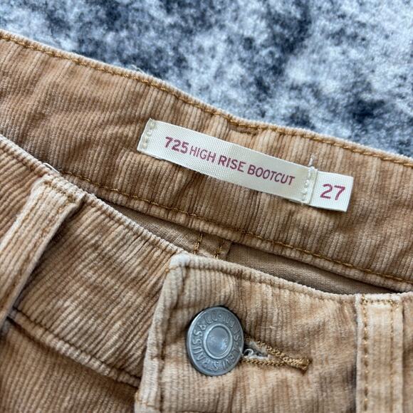 Levis 725 High Rise Bootcut Pants Womens 27 Tan Corduroy Stretch 5-Pocket Khaki - Picture 4 of 11